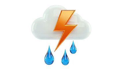Cloud, Lightning Bolt, and Raindrops Icon