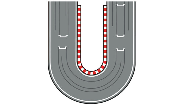 Top-down view of a U-shaped slot car race track
