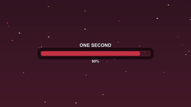 A progress bar animation shows the duration of one second with a percentage indicator. The background has stars, creating a simple visual effect suitable for streamers.