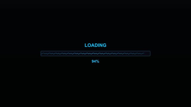 Progress bar animation appears on the screen indicating loading status for video content creators. This animation is used during streaming or video production.