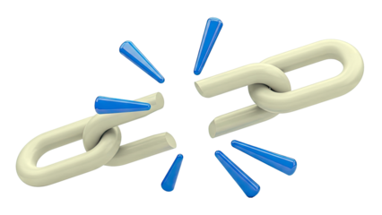 Broken Chain Link with Blue Splinters