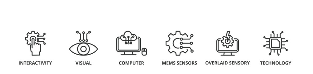 Augmented reality banner vector illustration concept with icon of interactivity, visual, computer, mems sensors, overlaid sensory and technology © Difaraicon