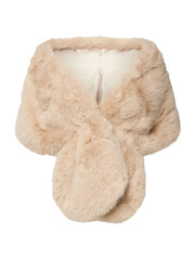 Luxurious light beige faux fur stole wrap, perfect for evening wear and weddings isolated on transparent background