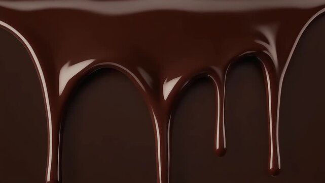 Dripping chocolate on a brown surface is ideal for food blogs, baking recipe websites, culinary social media posts, chocolate packaging.