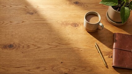 Warm honey colored wood texture surface for a welcoming home office vibe