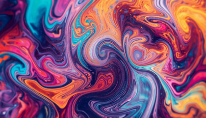 A vibrant and colorful abstract artwork with swirling patterns and shapes