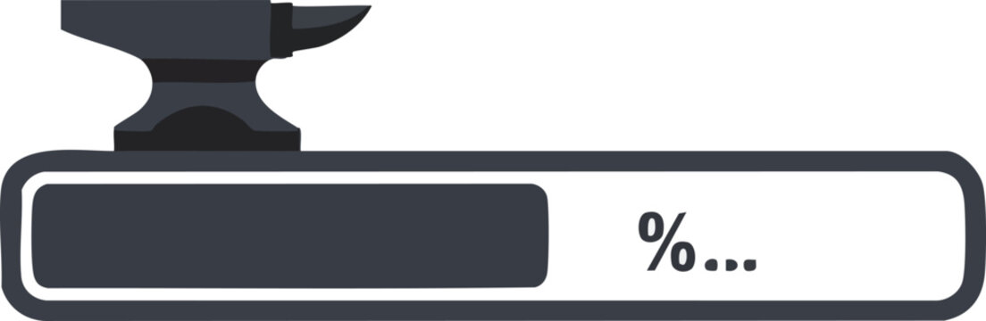 Progress loading with an anvil atop the loading bar
