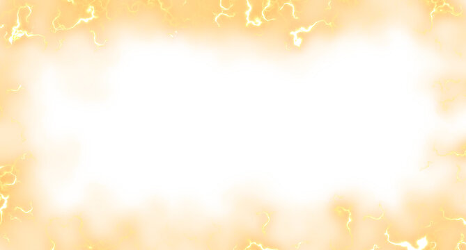 Realistic golden plasma discharge frame for creative design