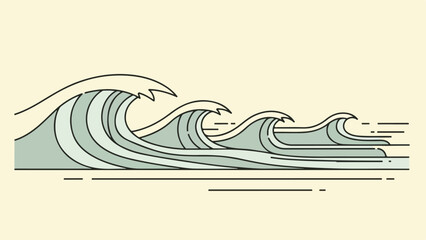Fototapeta premium Minimalist illustration of ocean waves in gradient deep blues