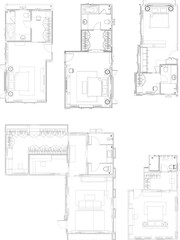 Interior Design Drawing of Master Bedroom Furniture Layout with Walk-in Closet and Bathroom 5 design