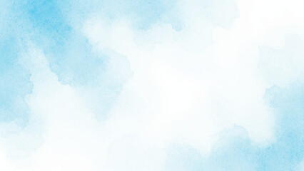 A watercolor background with blue and white clouds