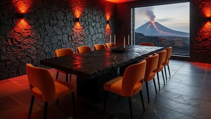 Luxurious Dining Room with Volcano View.