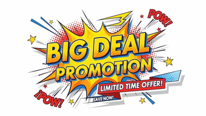 Vibrant comic burst illustration highlighting an exclusive promotional event with irresistible savings and a time-sensitive offer