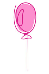 vector illustration of a single pink balloon in a continuous line art style.