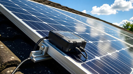 Solar panel with microinverter and edge computing - smart grid renewable energy technology