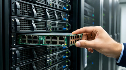Blade server installation in a modern data center - edge computing and cloud technology