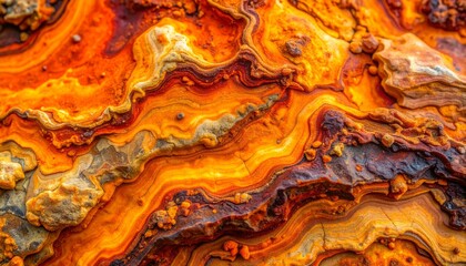Vibrant orange and yellow abstract rock formation texture.