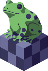 Frog sitting on a cube