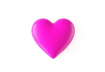 A vibrant pink heart shape, digitally rendered with smooth edges, isolated against a clean white background, conveying affection,  friendship,  wedding
