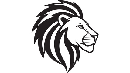 Lion Head Silhouette in Modern Minimalist Style with High Contrast Black and White for Logo Design
