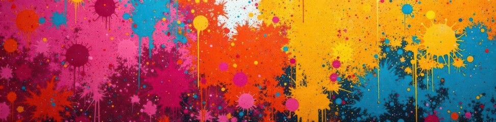 Abstract spray paint shapes, vibrant colors, urban texture, splatter, graphic, contemporary