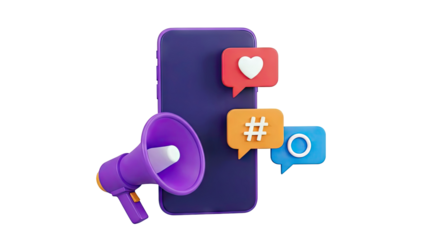 Social Media Marketing and Engagement Icons with Smartphone and Megaphone
