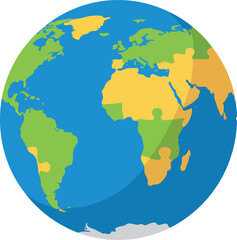 World map stylized as a puzzle