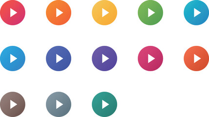 Colorful Vector Graphic Play Buttons for Modern Web Design and Interactive Media Elements