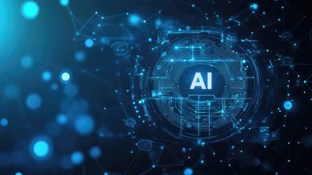AI letters in cyberspace. Virtual reality, programming and information technology of the future. Artificial intelligence, digital code data and cybersecurity - Powered by Adobe