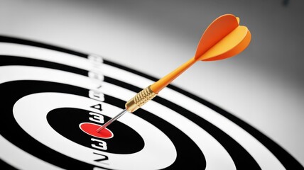 Bullseye Goal: A meticulously crafted dart finds its mark at the heart of the target, embodying precision, focus, and the sweet taste of victory.