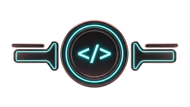 Neon Code Icon with Abstract Elements - Powered by Adobe