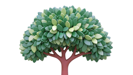 Stylized cartoon tree with green leaves and brown trunk