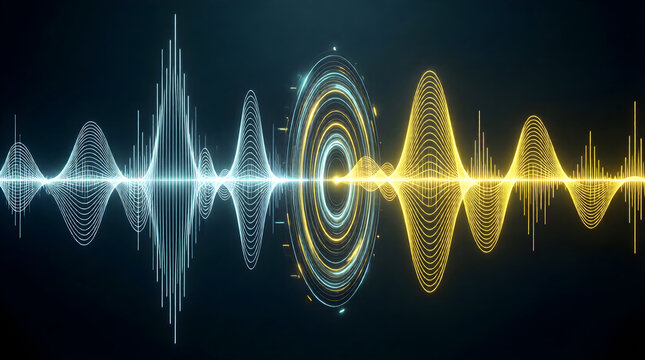 Data encryption concept with secure soundwave transformation - cybersecurity technology background