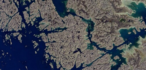Rocky Arctic Coastline of Greenland from Space