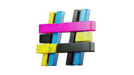 Colorful 3D Hashtag Symbol