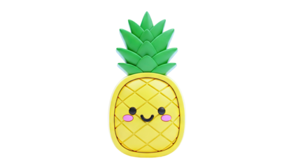 Cute Kawaii Pineapple Character with Smiling Face