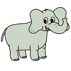 Fototapeta premium 正面を向いたゾウのかわいいイラスト