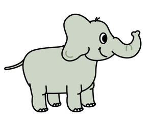 Fototapeta premium 横向きに立つゾウのシンプルなイラスト