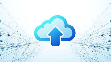Cloud computing upload data storage technology concept with blue cloud icon and network connections  modern digital illustration