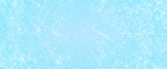 Scratched ice surface texture. Blue ice background with skate traces, cracks, scratches. Rough winter sport rink backdrop. Frozen lake or pond water wallpaper with dots, spot and lines. Eps10 © moh