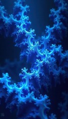Intense electric blue, fractal geometric shapes, bright, intense, pattern