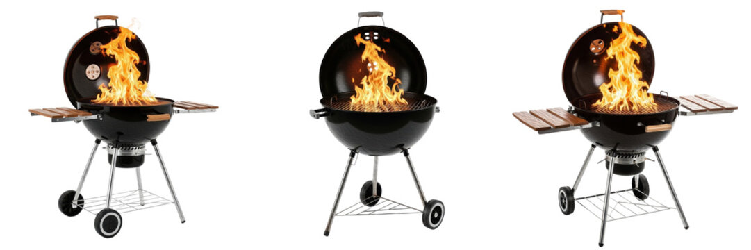 Charcoal Barbecue Grill with Fire Set &ndash; Outdoor Cooking and BBQ Concept