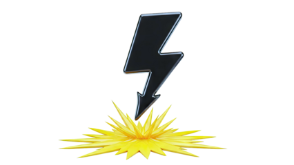 Black lightning bolt striking yellow starburst