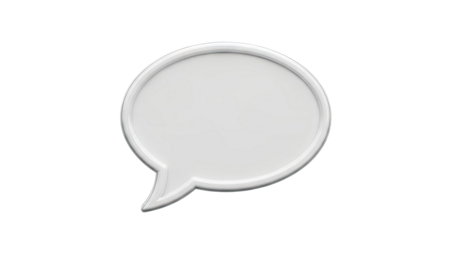 Empty speech bubble with metallic border on white background - Powered by Adobe