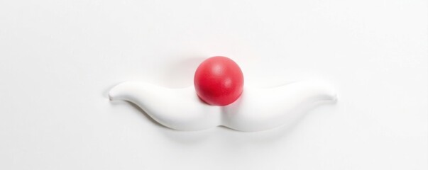 Classic red foam clown nose against pure white, scarlet, macro, element