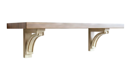 Wooden Shelf with Decorative Brackets