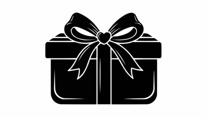 Black silhouette of a gift box with a ribbon and bow.