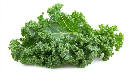Obraz premium Fresh Curly Kale Leaves Isolated on White
