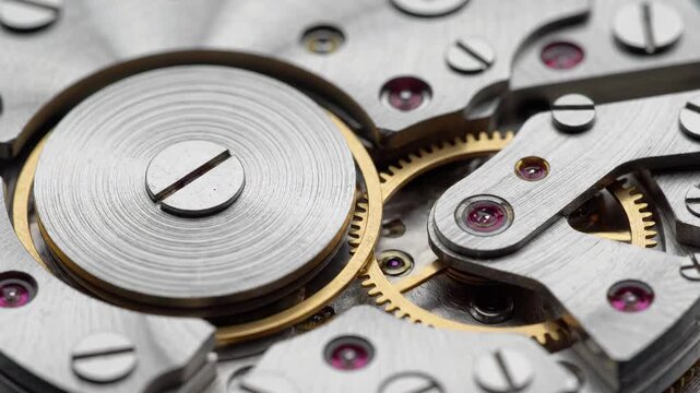 Extreme macro of intricate mechanical watch gears and movements with jewels, showcasing the precision of luxury horology and craftsmanship - Powered by Adobe