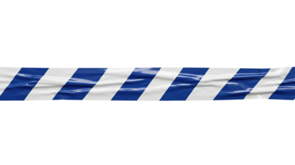 Blue and white hazard warning tape strip